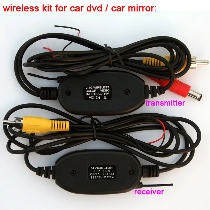 2 4Ghz Wireless Kit Car RCA Color Video Transmitter and Receiver to Connect RCA Plug Rear