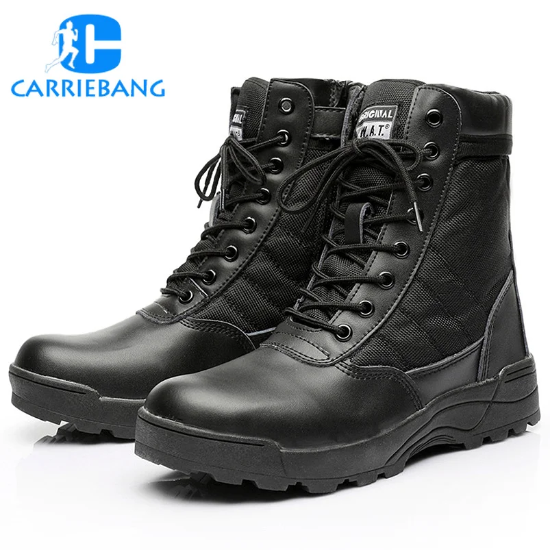 Boots Man Waterproof Zipper Design Tactical Boots Delta for Camping and Hiking Shoes for Men Black Military Hiking Boots