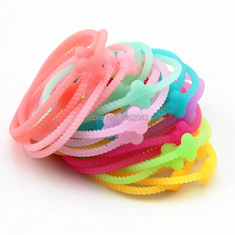 Wholesale 50pcs Mixed Color Luminous Elastic Rubber Bangle Bracelets
