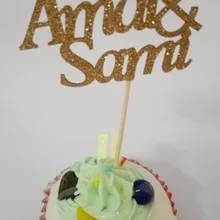 Пользовательские блеск невеста жених имена кекс Toppers рождения свадебный душа ребенка партия девичник украшения пищевой выбирает