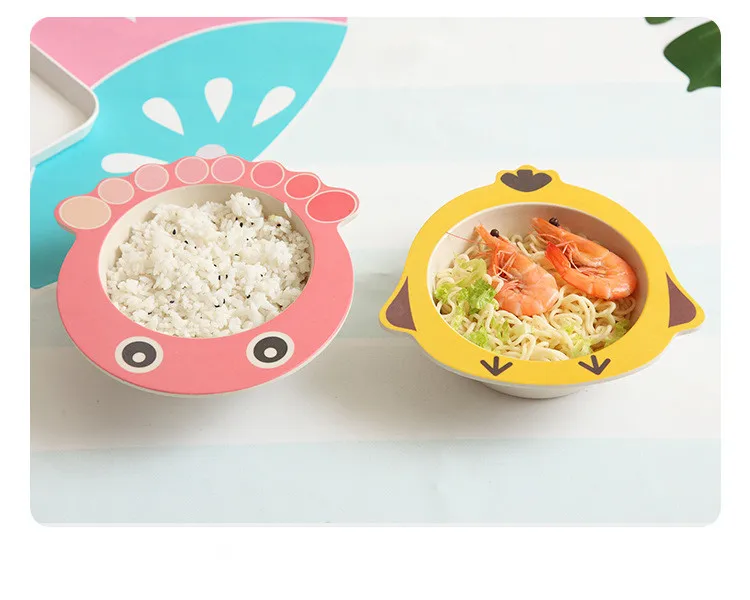 Мультяшная детская бамбуковая тарелка для кормления, детское питание, Бамбуковая посуда, нескользящая посуда для кормления, детская посуда