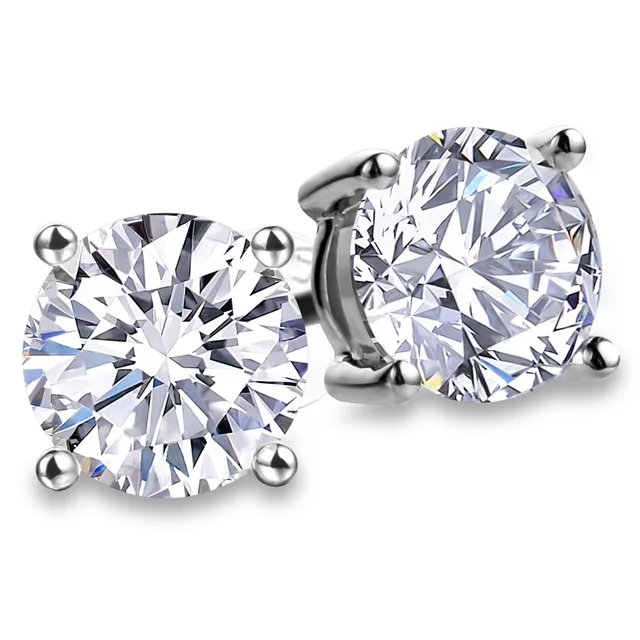 925 Sterling Silver 6.5mm Cubic Zirconia Stud Earrings for Women 4