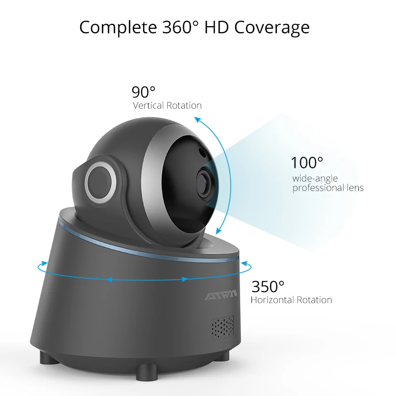ATFMI T8 WIFI Wireless IP Camera Home Security Camera Baby/Shop Monitor with Two-way Audio Motion DetectionServeillance Camera