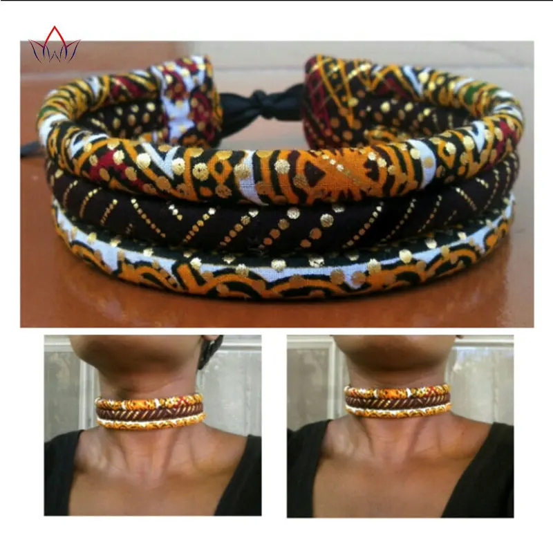 

2019 African Rope Necklace Multi Layer Ankara Colorful Necklace Handmade African Fabric Jewelry for Women WYA015