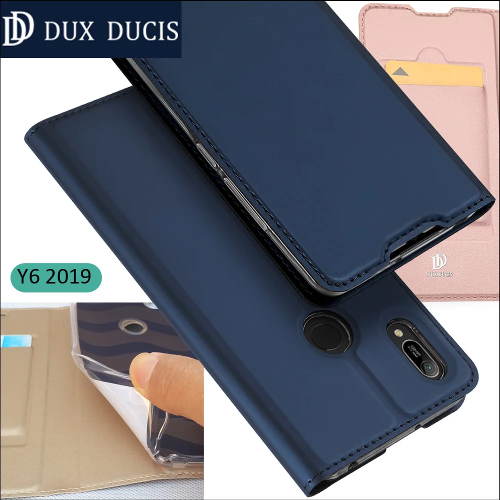 

Original DUX DUCIS Case For Huawei Y6 2019 Book Flip Leather Wallet Coque Cover For Y6 Pro 2019