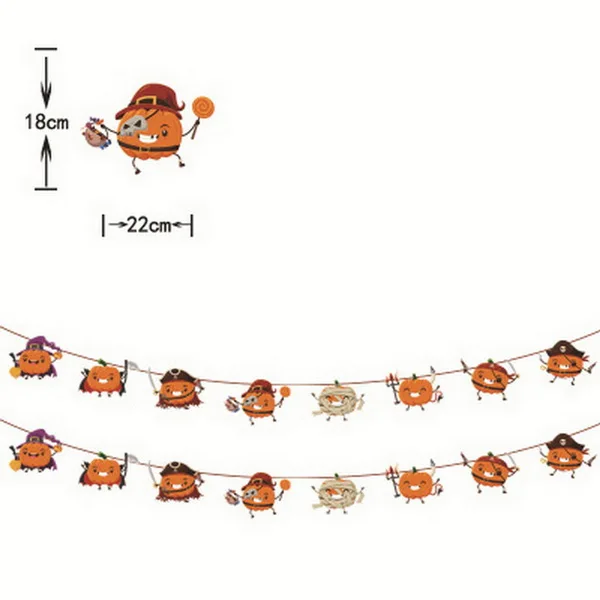 1 шт. 3 м бумажная цепочка гирлянда баннер тыква летучая мышь паук флаги овсянка Хэллоуин Украшение Гирлянда баннеры принадлежности для вечеринки на открытом воздухе - Цвет: Style 11