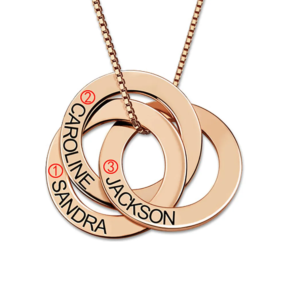 Sweey Прямая поставка, заказное круглое ожерелье в русском стиле, 3 круга, семейное ожерелье с гравировкой, подарок на день рождения для Ebay/Amazon/Etsy