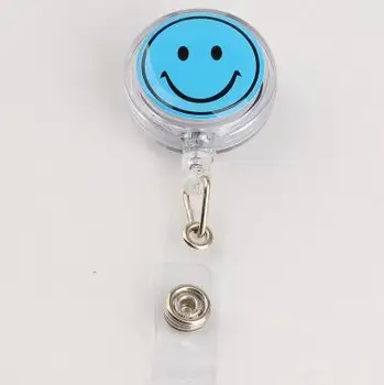 

New Arrival 10pcs/lot Smiling Face Retractable ID Badge Reel With Belt Clip For ID Badge Holder Office School Company Supplies