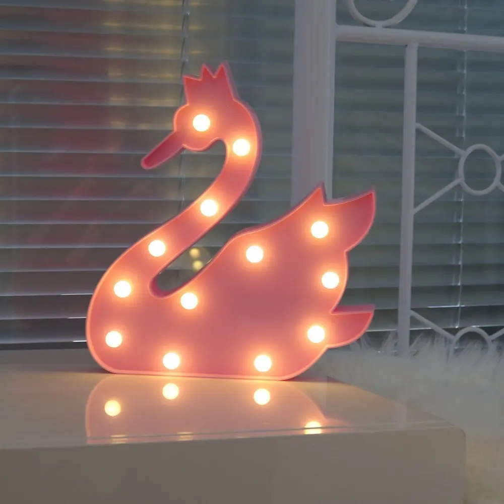 Luminaria Unicornion оригинальная Ночная подсветка 3D лампа Лебедь вечерние лампы шатер письмо знак Рождество светящиеся огни подарок для маленьких детей Декор - Испускаемый цвет: Swan Pink