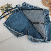 Новинка из мультфильма «Холодное сердце» ; джинсовые юбки-шорты с бантом; сезон лето; модные милые шорты для девочек От 1 до 7 лет HI952