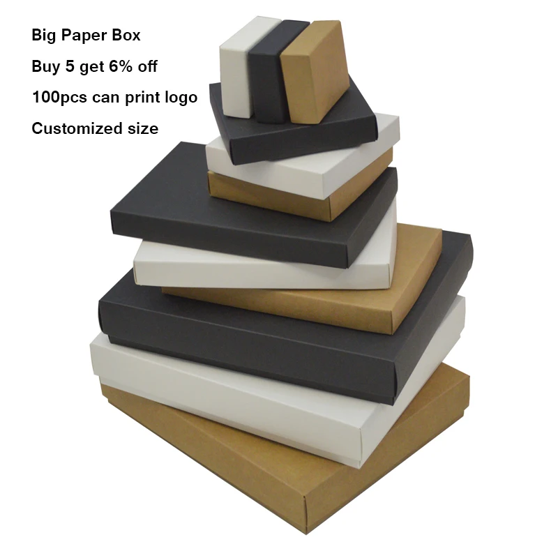 

10pcs Large Gift Box Packaging with lid White Paper Boxes For Packaging Large With Cover Gift Packaging Boxes Black For Jewelry