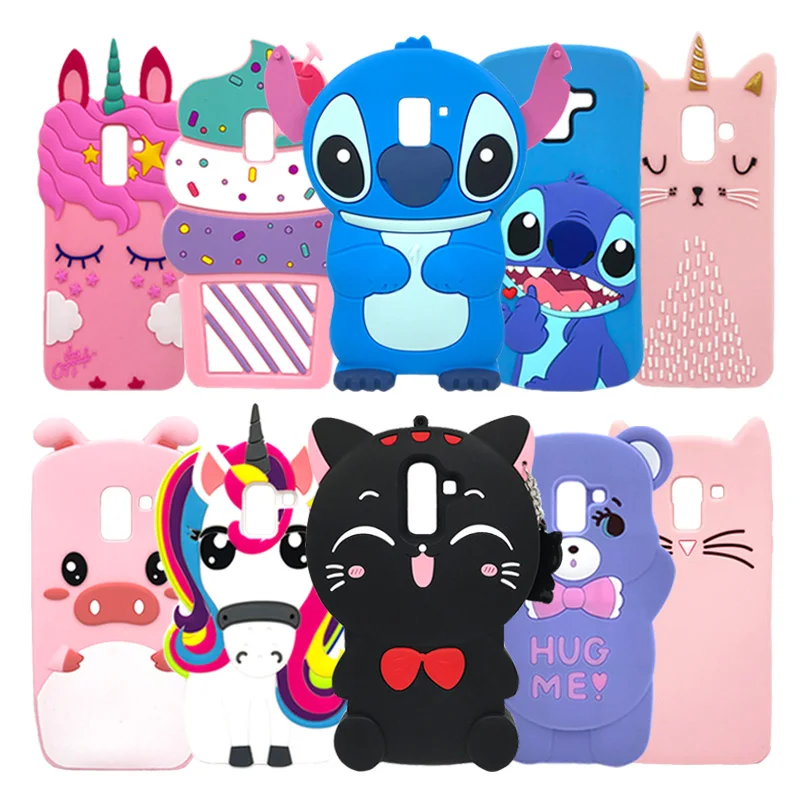 

For Samsung J4 Case For Samsung J6 3D Cat Unicorn Stitch Cartoon Soft Silicone Phone Back Case Cover For Samsung Galaxy J8 2018
