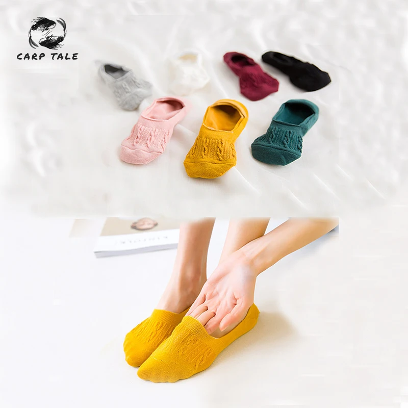 

CARP TALE spring and summer new women's breathable wicking comfortable non-slip invisible boat socks solid color casual socks