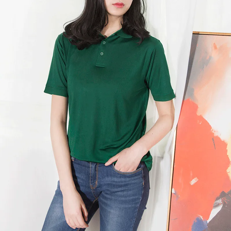 

Women's Natural Silk Summer knitted Blouse Short sleeve Feminine Solid Basic shirt Summer Tops Elegant real silk shirt blouse