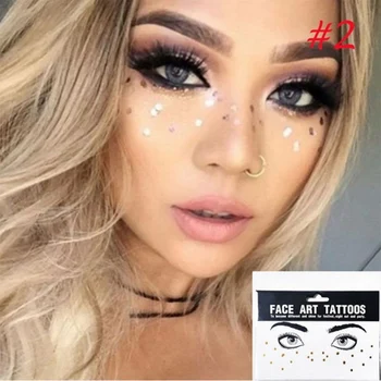 

Golden Face Temporary Tattoo Waterproof Blocked Freckles Makeup Stickers Eye Decals KG66