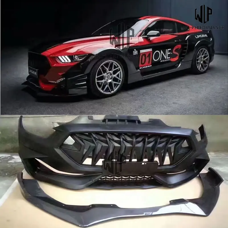 

High quality FRP Unpainted Car body kit Front bumper Carbon fiber Front lip For Ford Mustang Limgene one's body kit 15-18