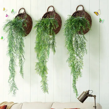 

American country simulation plant basket wall hanging garden flower basket wall decoration flower flower rattan wall decoration