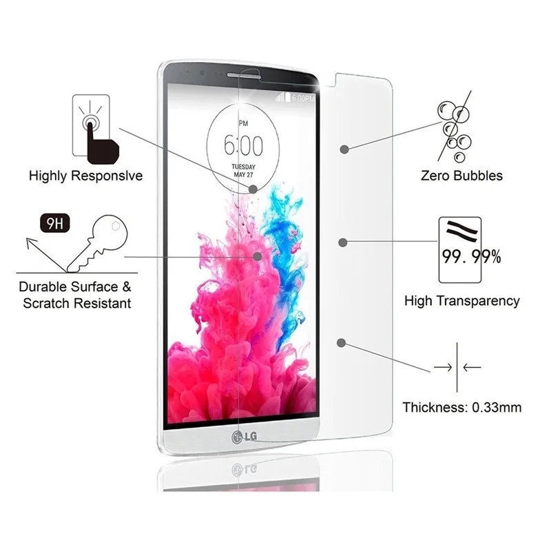 Ультратонкое закаленное стекло для LG G3 D855 Защита экрана HD усиленная защитная