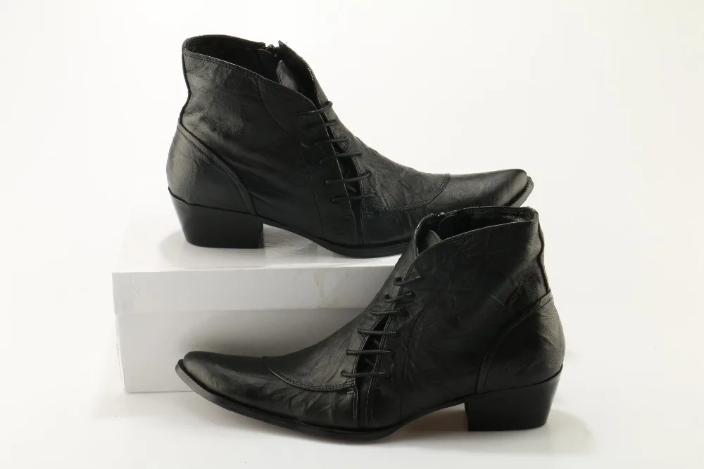 Zobairou botas masculina осенне-зимняя обувь мужские военные тактические ботинки Черная кожа с острым носком рок ковбойские сапоги мужские