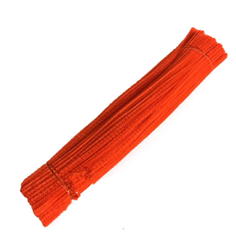 100 шт 30 см синель стебли трубы Очистители дети плюшевая обучающая игрушка красочные трубы очиститель игрушки ручная работа, сделай сам, ремесло поставки - Цвет: Orange Red