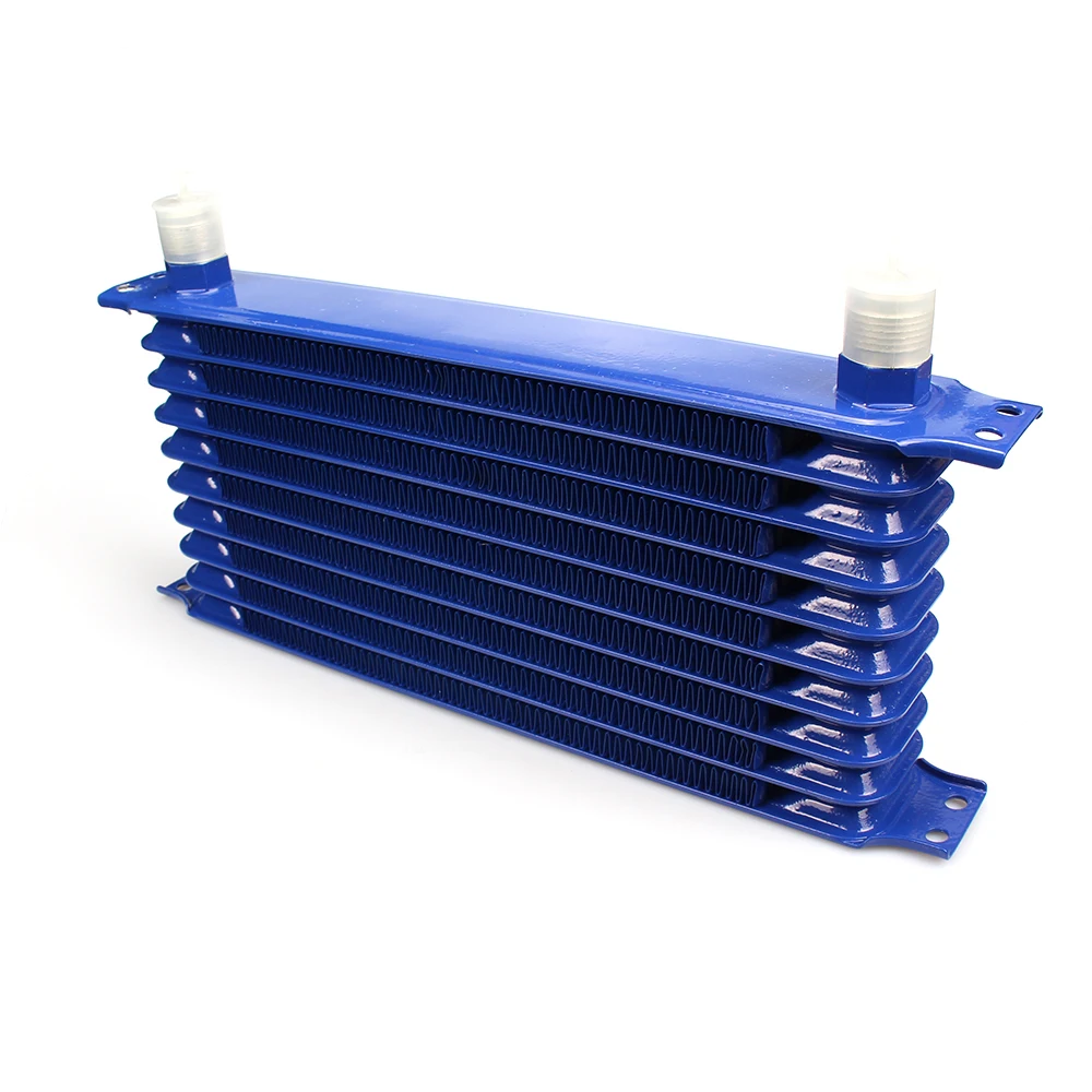 Universal 10 Row blue 10AN Aluminum Transmission Cooler Racing Oil