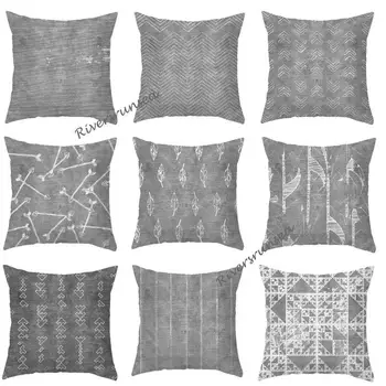 

Simple Black And White Cushion Creative Geometric Texture Leaf Pattern Decorative Throw Pillows For Modern Sofa Chair Backrest