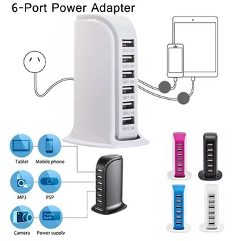 

20# UK 6 Port USB HUB UK Plug Quick Charger Desktop USB HUB Charging Station Power Adapter