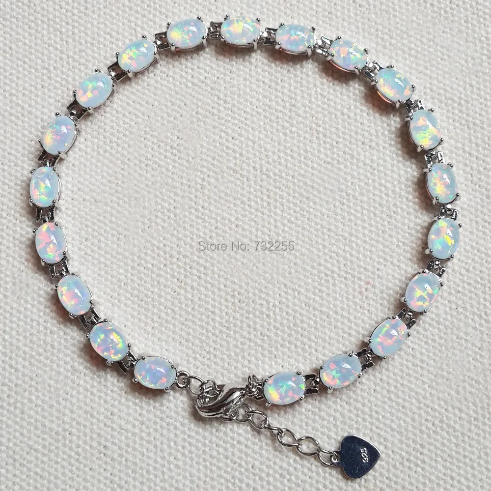 Модные 7,5 дюймовые белые огненные опаловые браслеты для женщин