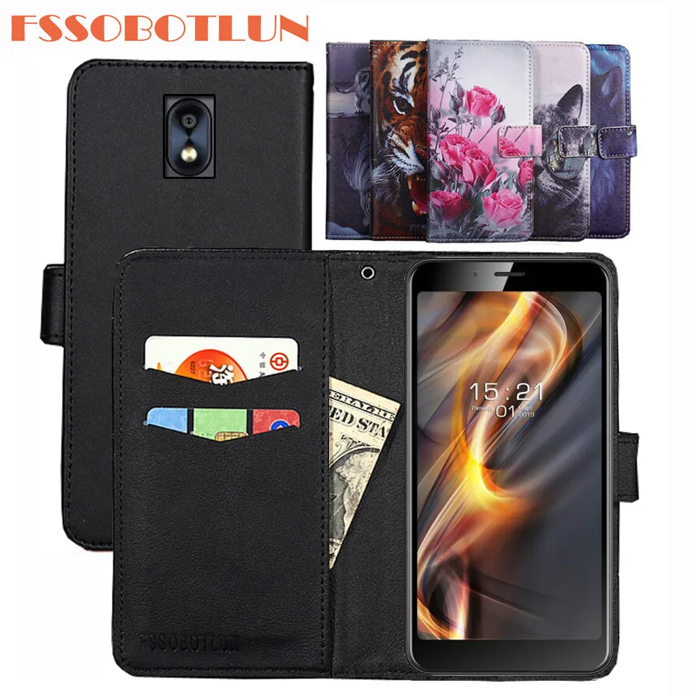 

FSSOBOTLUN For Fly Power Plus 5000 Case PU Leather Retro Flip Cover Shell Magnetic Fashion Wallet Cases Kickstand Strap