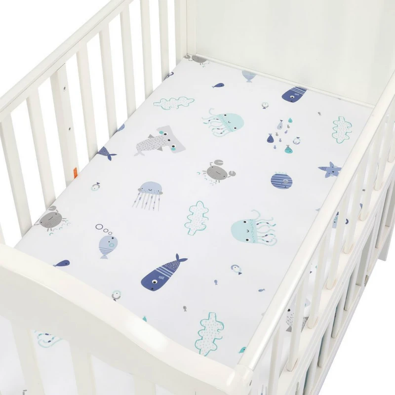 Мультяшные геометрические постельные принадлежности для новорожденных для кроватки размер 130*70 см хлопок кроватки простыня мягкая детская кровать защитный чехол для матраса