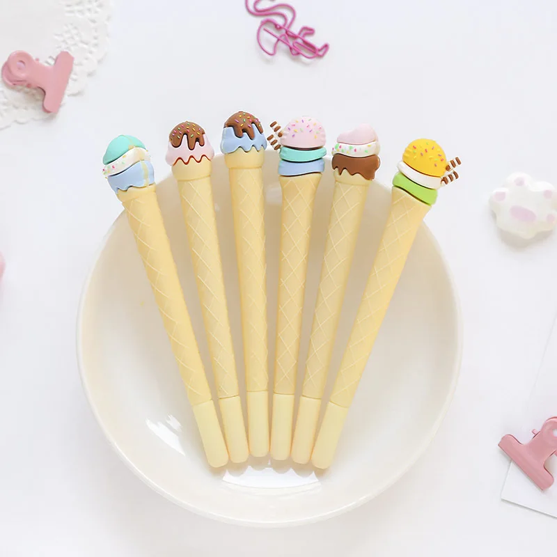 

3 pcs Ice cream gel pen for writing 0.5mm ballpoint Blue color ink pens Cute Stationery kids gift Office School supplies A6037