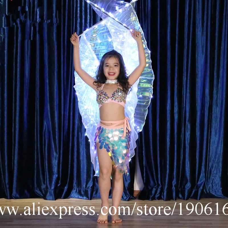 Belly Dance Glowing Wings Cloak Children Fluorescent Butterfly Rainbow Multicolored LED Glowing Wings9