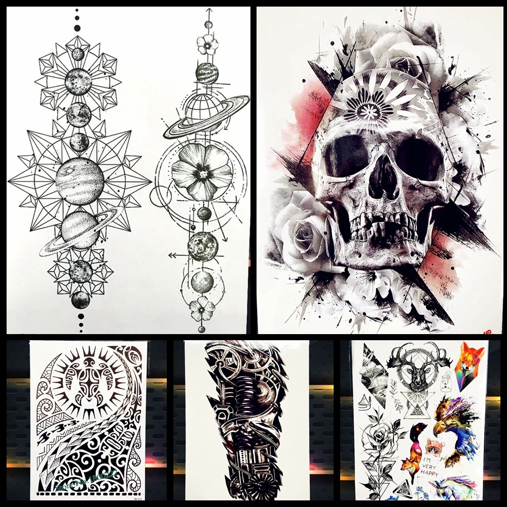 

Large Body Art Arm Sleeves Temporary Tattoo Sticker Fast Furious Dwayne Rock Johnson Tattoo PHB523 Fake Tatoo Men Indian Totem