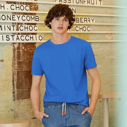 SEMIR summer cotton T shirts men 2021 simple o neck stretch solid new tops clothing casual tshirt man streetwear cool tee shirts Chinese blue