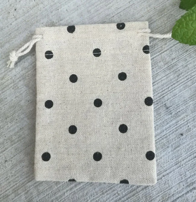Небольшая Льняная сумка с принтом на шнурке 8x10 см (3 &quotx 4&quot) Упаковка из 50 детских
