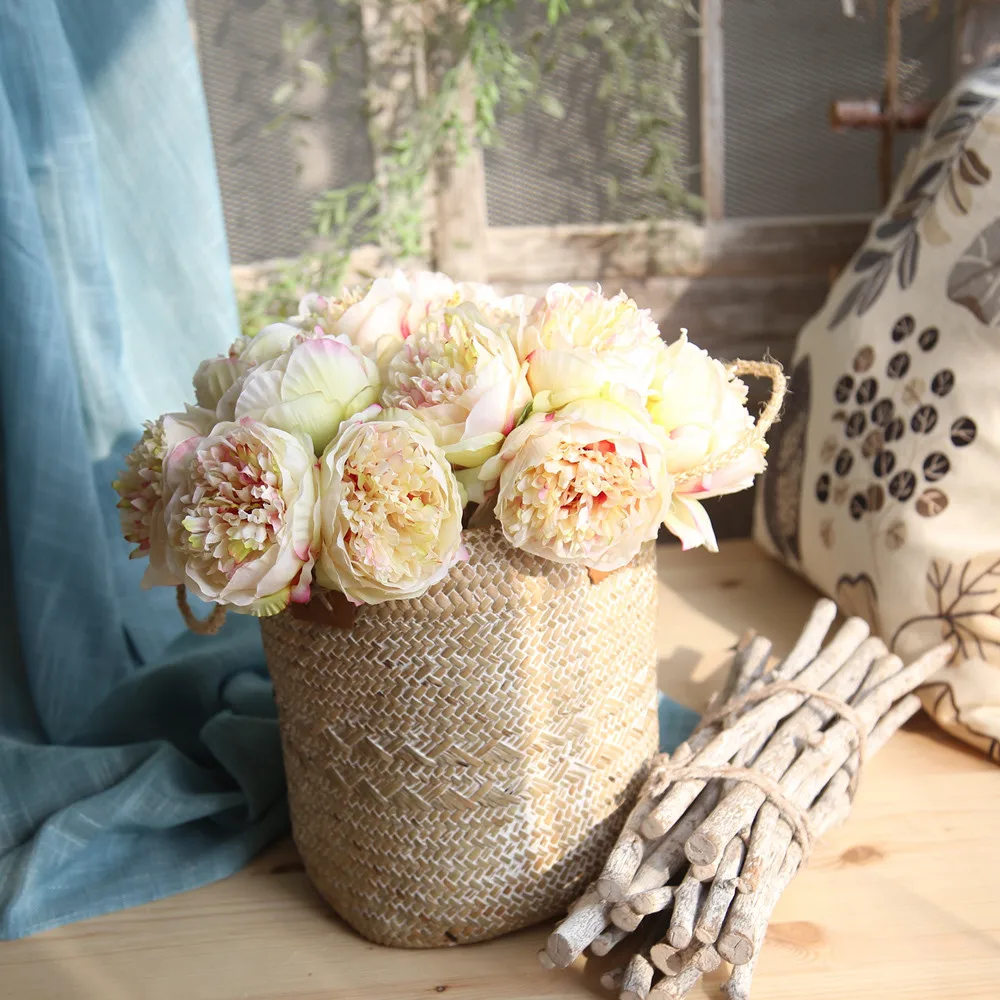 Искусственные шелковые искусственные цветы Пион цветочный свадебный букет Свадебный декор с гортензией Ramo De Peonias