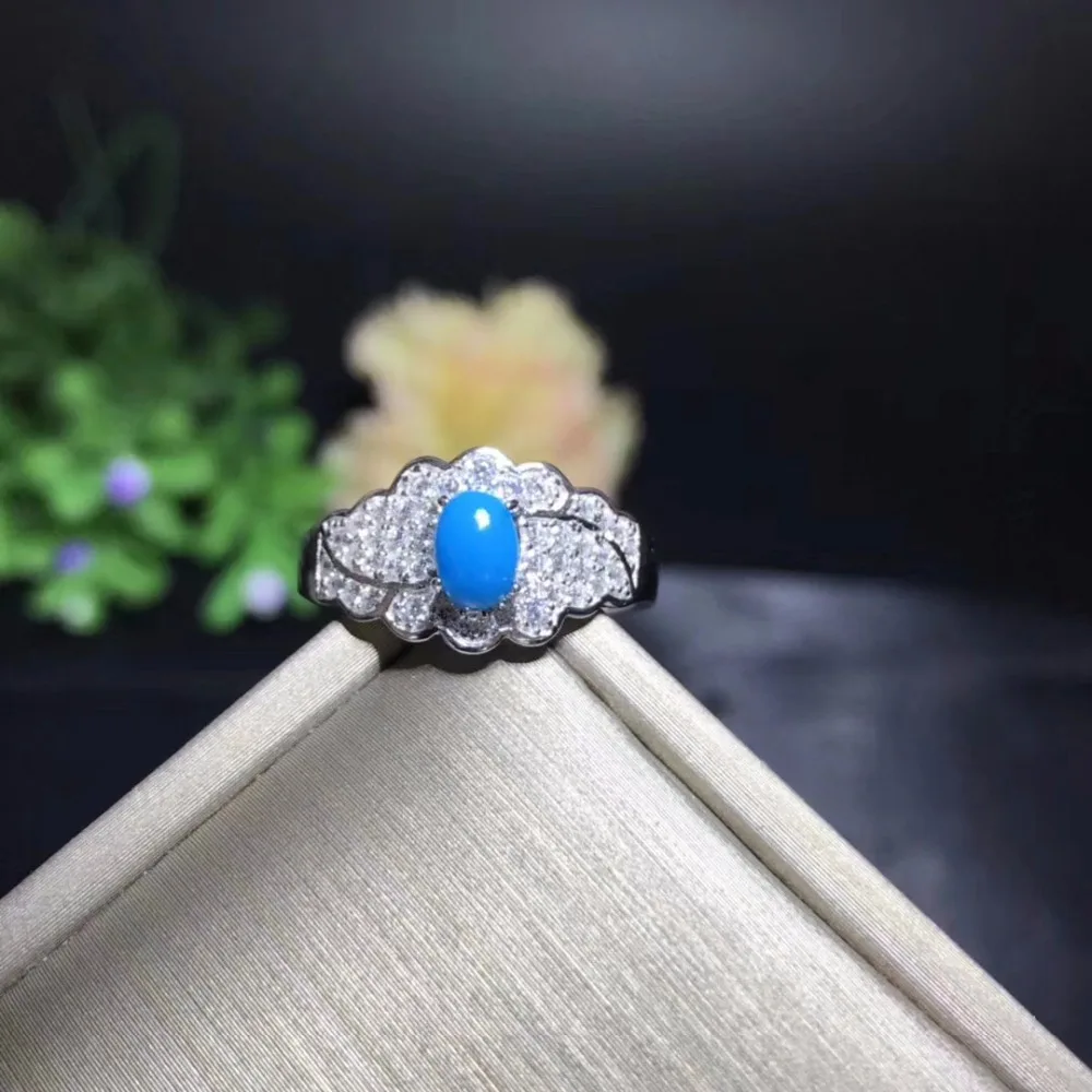 Uloveido натуральный голубой бирюзовый кольцо 925 пробы серебряные редкие