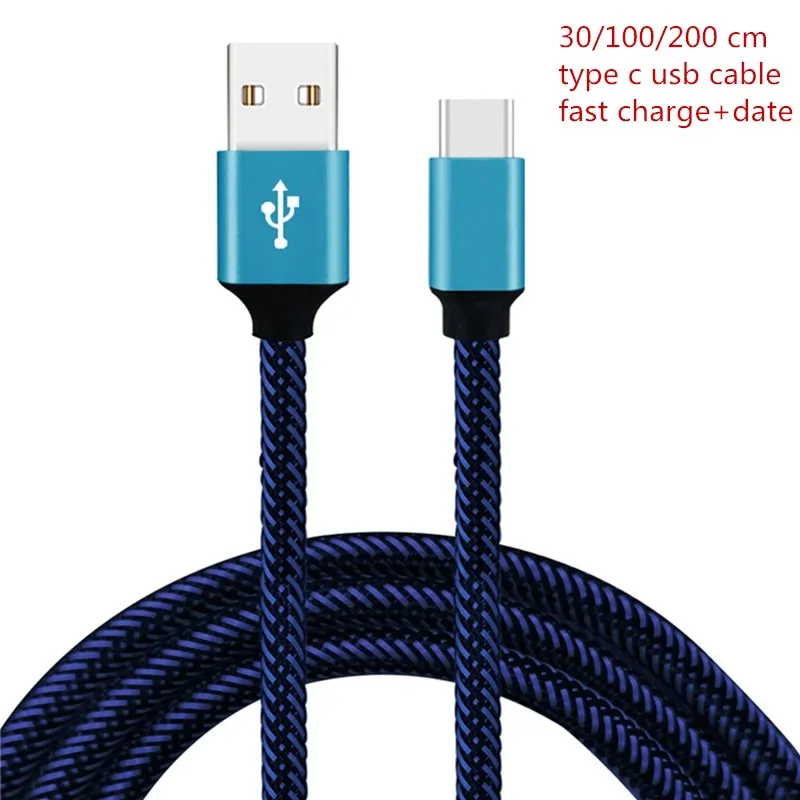 

30/100/200 cm USB 3.1 Type C Cable 2.4A Fast Charger Braided Data Line For asus zenfone 3 motorola moto M Z Z1 Z2 PLAY lg g5 g6