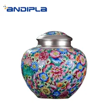 Ручная роспись креативный изысканный эмалированный цветной цветочный узор банка для чая уплотнение Tieguanyin банки для хранения чай церемония Аксессуары танки