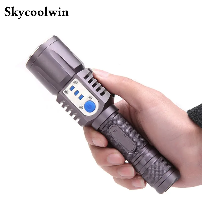 

Flash Light 3800 Lumens USB Flashlight LED CREE XM-L L T6 Mobile power Rechargeable Torch Lanterna Lamp Power display