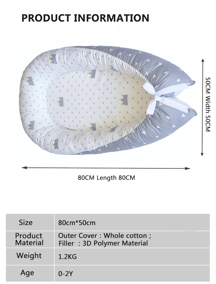 Новинка года; детское гнездо из чистого хлопка; переносная кроватка для малышей; детская кроватка для новорожденных; моющаяся бамперная От 0 до 2 лет