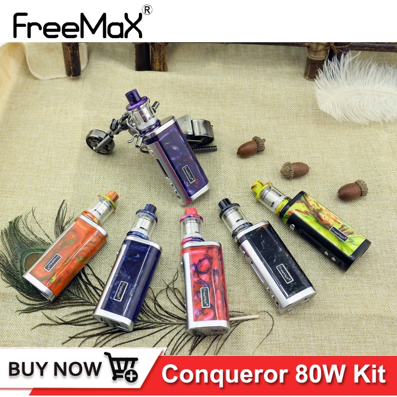 

Original Freemax Conqueror kit 80W TC Box mod with 2ml Firelord tank 0.25ohm RTA Resin Vape Vaporizer Electronic Cigarette kit