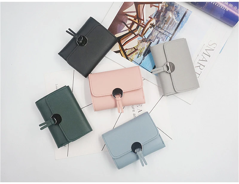 

Artmi Lady Leather Wallet Student Mini Change Bag Short Fashion Card Holder Wallet with ID Window