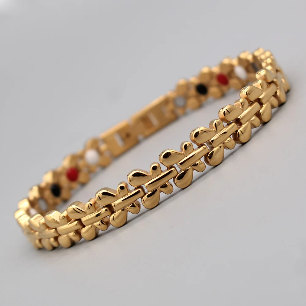 Gold Hapiship Healthy Magnetic Butterfly Bracelet Women Jewelry High Power Therapy Germanium Bracelets& Bangles Hologram Wristband - Окраска металла: Gold