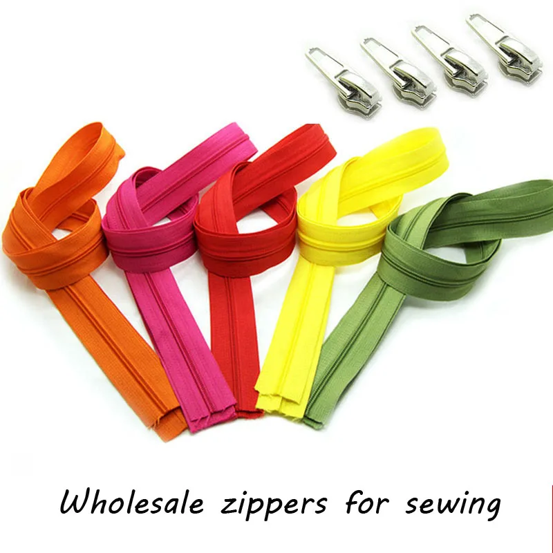 Wholesale 3pcs 5m Open end Nylon Zippers for Sewing Clothing costura