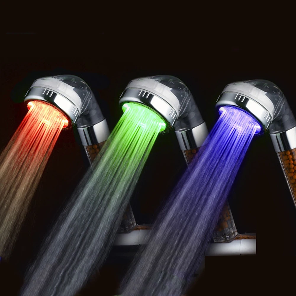 

Light Treatment Shower LED Negative Ion Shower Pressure Water Temperature Control 3colors or Colorful Handheld Nozzle P20