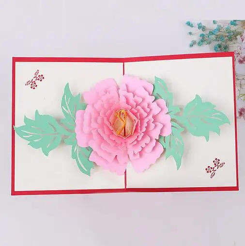 10 шт. трехмерная креативная 3D пион поздравительная открытка Рождественская открытка ручной работы на заказ благословение на день рождения Новогодняя открытка