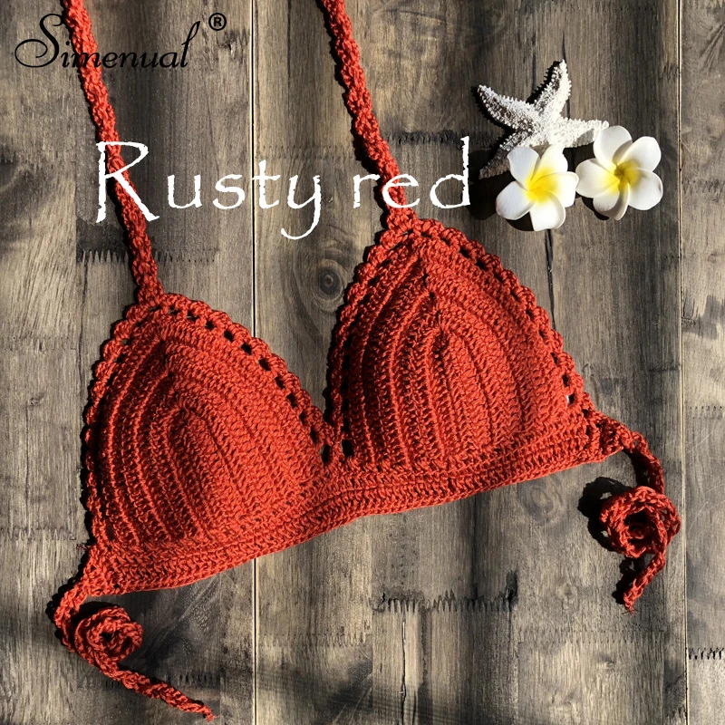 Simenual Sexy Beach Crochet Bralette Crop Top BOHO Handmade Swimwear Summer Halter Top Women Backless Bikini Camis 11 Colors New Simenual Sexy Beach Crochet Bralette Crop Top BOHO Handmade Swimwear Summer Halter Top Women Backless Bikini Camis 11 Colors New