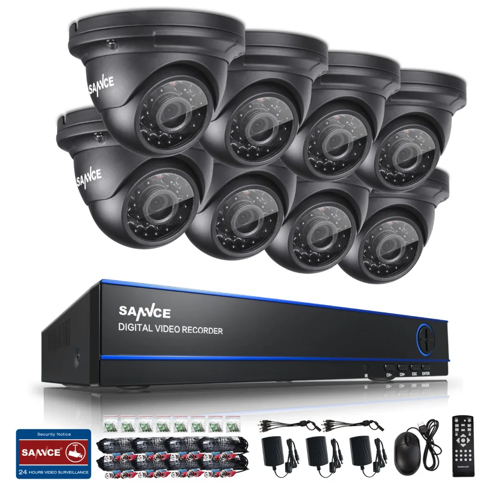 SANNCE 8CH 1080P HD H.264 DVR 8 Outdoor IR Surveillance Security Camera System