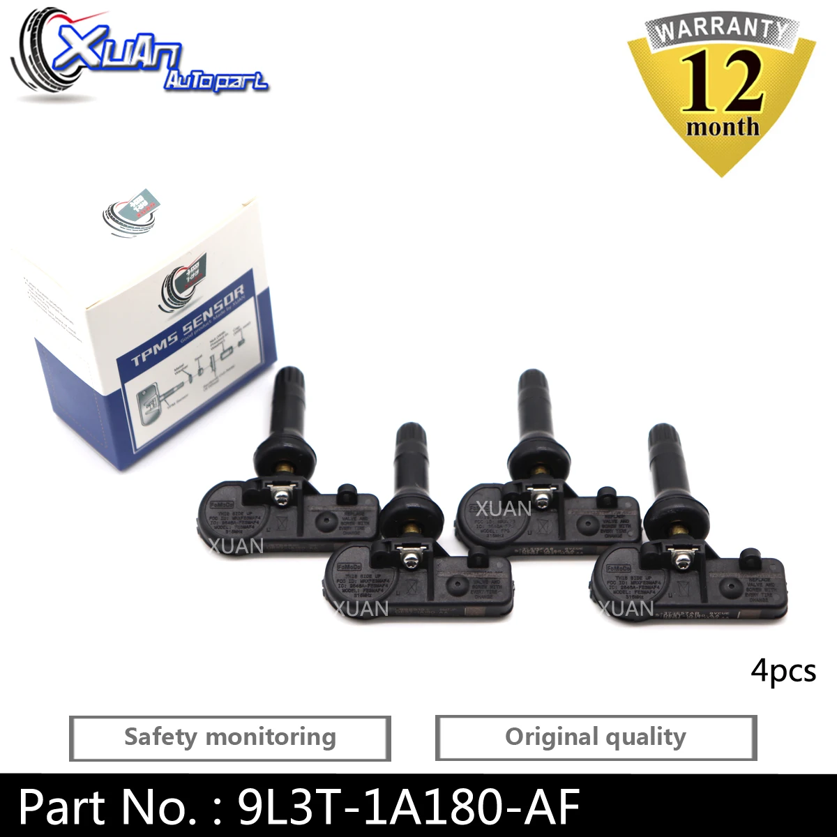 

XUAN 4PCS Tire Pressure Monitor Sensor TPMS For Ford Edge Expedition Escape Explorer Mercury Mercury Mariner Milan 9L3T-1A180-AF